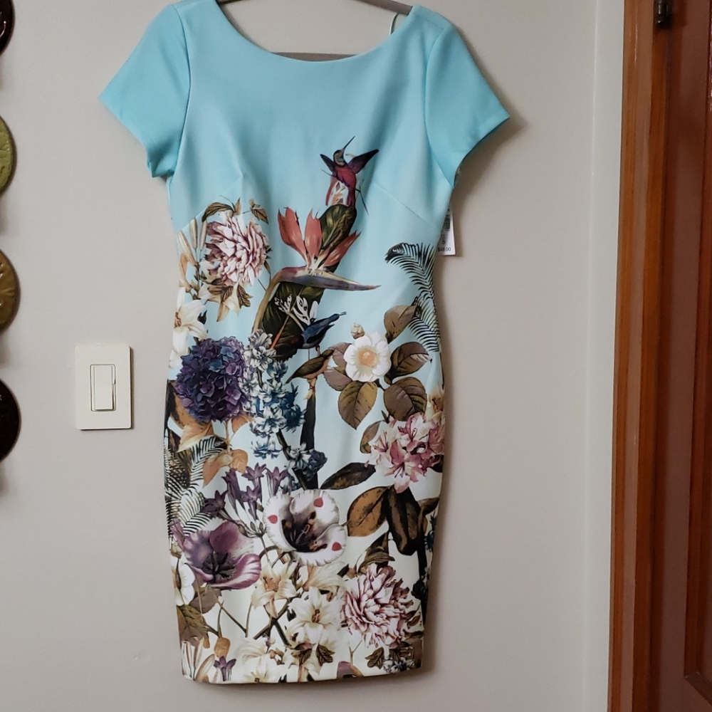 Teal blue bird dress